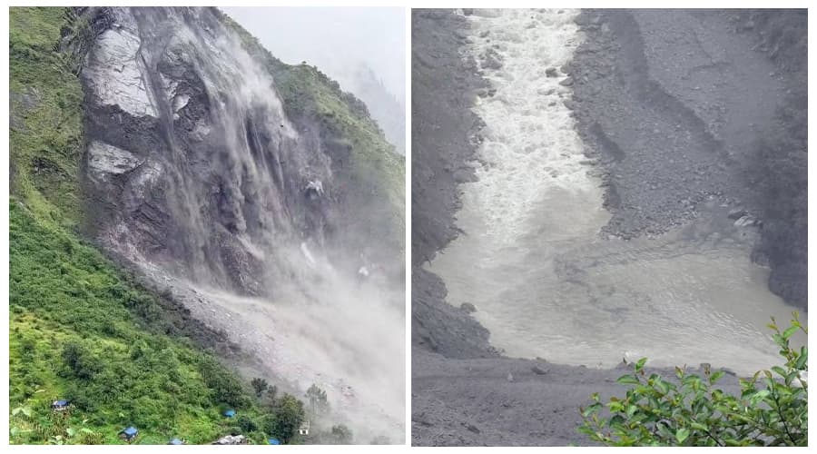 पहिरोले दार्चुलाको चौलानी नदी आंशिक थुनियो